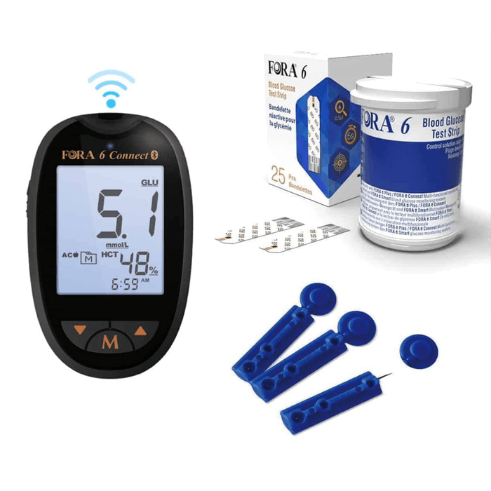 FORA 6 CONNECT – Blood Glucose Monitoring Starter Pack