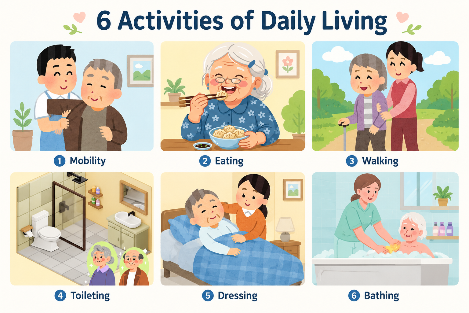 The 6 Activities of Daily Living (ADLs)
