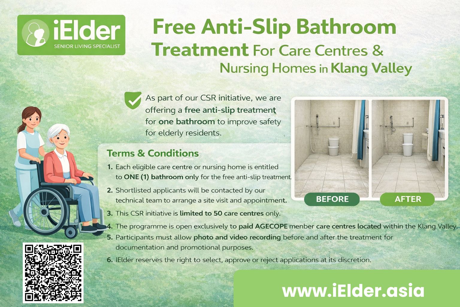CSR:Free Anti-Slip Bathroom Treatment for Care Centres in Klang Valley
