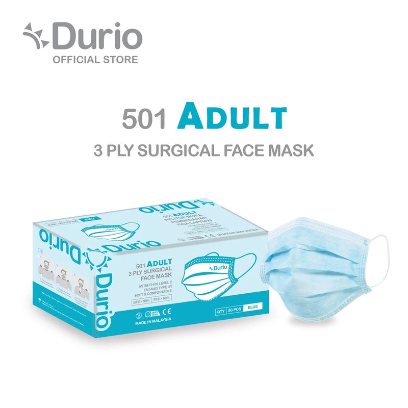 Durio 501 Adult 3 Ply Surgical Face Mask (50 Pcs)