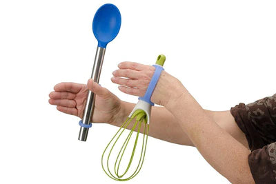 EazyHold Silicone Adaptive Aid for Individuals with Limited Hand Mobility, Cerebral Palsy, Stroke. (Blue Two Pack 5 1/4")