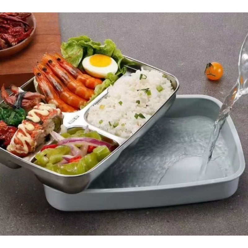 Stainless Steel 5-Compartment Lunch Meal Tray for Nursing Homes