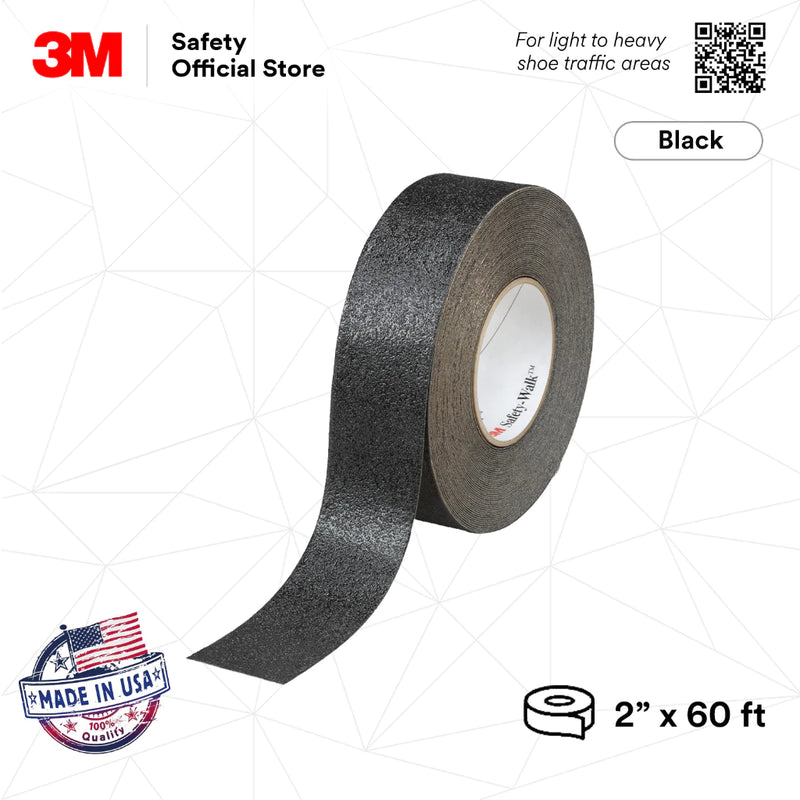3M™ 610 Safety Walk Black Anti Slip Floor Tape/ Slip & Weather Resistant [2 in x 60 ft/Black] Made in USA