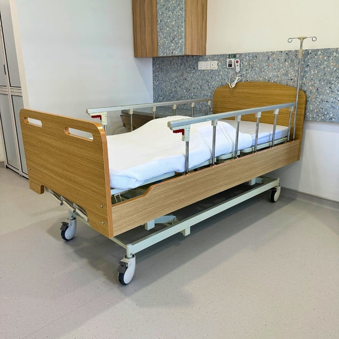 Wooden Hospital Bed 3 Crank Manual (Without Mattress)