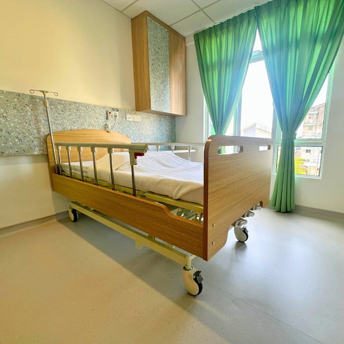 Wooden Hospital Bed 3 Crank Manual (Without Mattress)