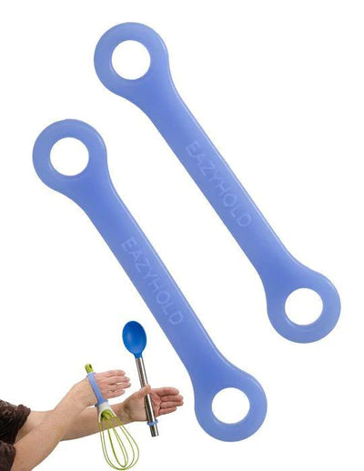 EazyHold Silicone Adaptive Aid for Individuals with Limited Hand Mobility, Cerebral Palsy, Stroke. (Blue Two Pack 5 1/4")