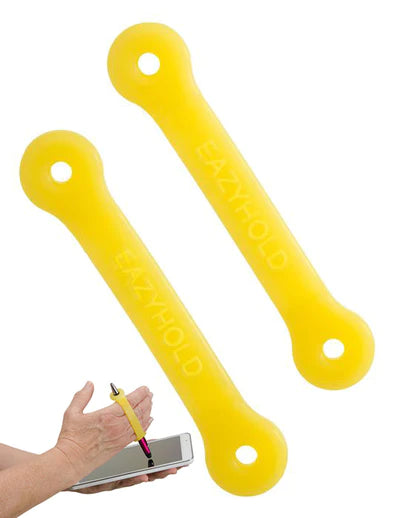 EazyHold Silicone Adaptive Aid for Individuals with Limited Hand Mobility, Cerebral Palsy, Stroke (Yellow Two Pack 4")