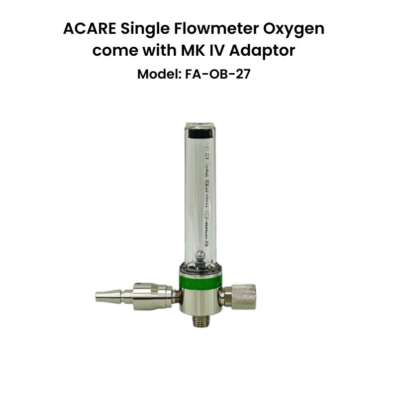 Acare FA-OB-27 Single Oxygen Flowmeter 0-15LPM with MK IV Adapter