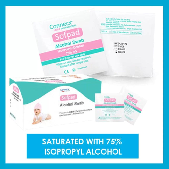 Alcohol Swab Pad 75% Alcohol Wipes |  Sofpad (100pcs/box)