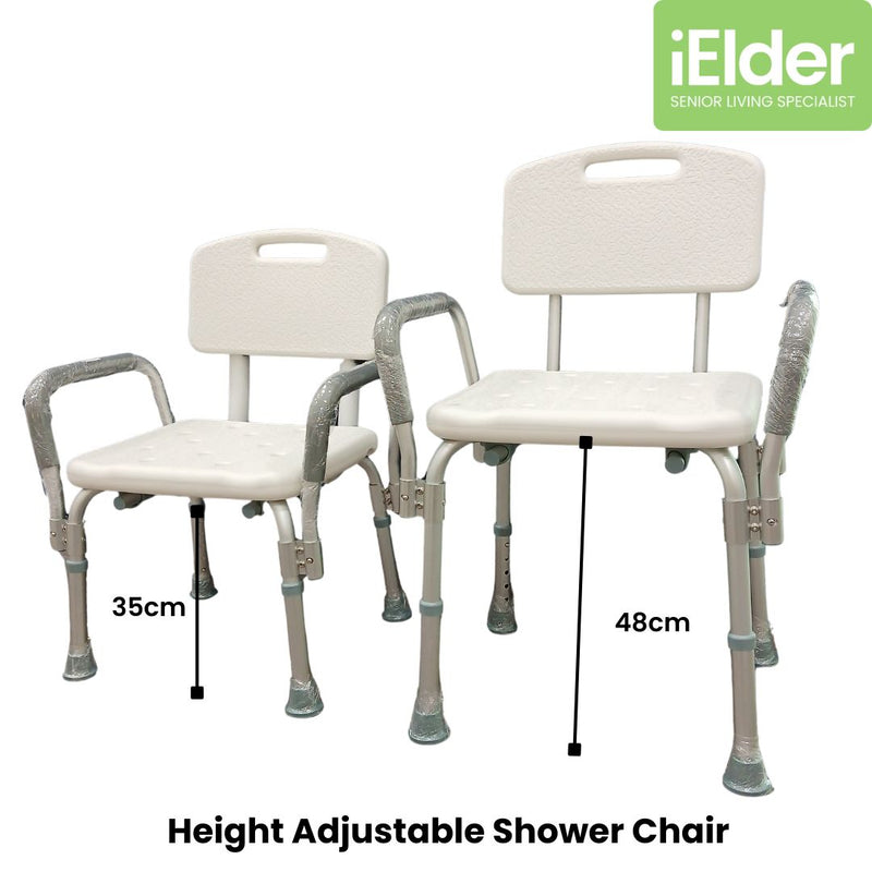 Aluminium Shower Chair with Backrest & Armrest