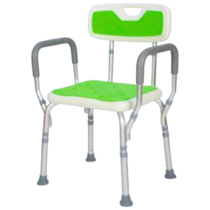 Aluminium Shower Chair with Quick Release Backrest, Height Adjustable & Detachable Armrest