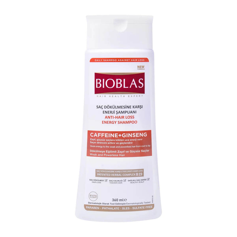 [New Arrival] BIOBLAS Anti-Hair Loss Energy Shampoo | Weak & Powerless Hair | CAFFEINE+GINSENG (360ML)