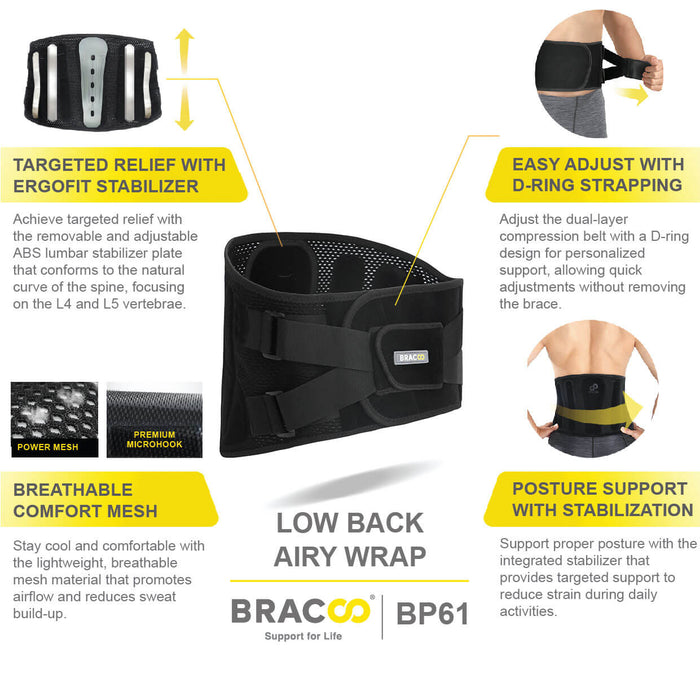 Low Back Airy Wrap with Cushion & Fixation BP61 | BRACOO