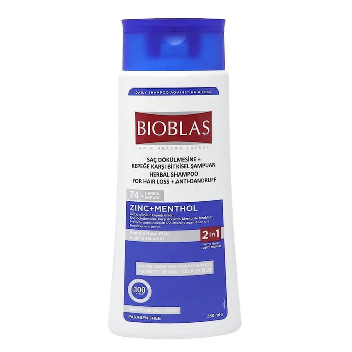 [New Arrival] BIOBLAS Herbal Shampoo For Hair Loss + Anti-Dandruff | Against Dandruff | ZINC+MENTHOL (360ML)