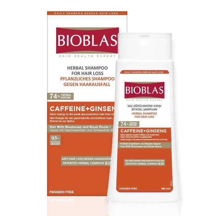 [New Arrival] BIOBLAS Anti-Hair Loss Energy Shampoo | Weak & Powerless Hair | CAFFEINE+GINSENG (360ML)