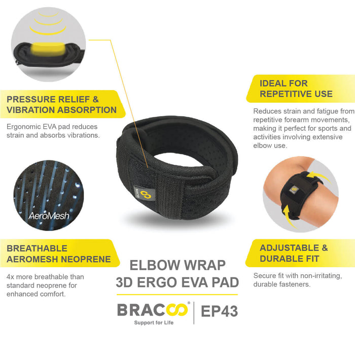 Tennis/Golf Elbow Fulcrum Wrap 3D Ergo EVA Pad EP43 | BRACOO