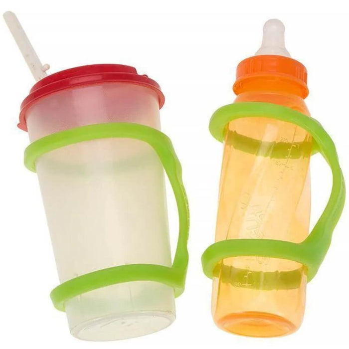 EazyHold Two Pack Sippy Cup Bottle Holder 7 1/2" - Universal Cuff, Silicone Adaptive Grip Aid