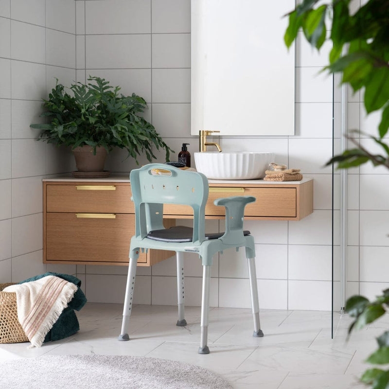 Shower Chair with Arm Supports Lagoon Green | Etac Swift