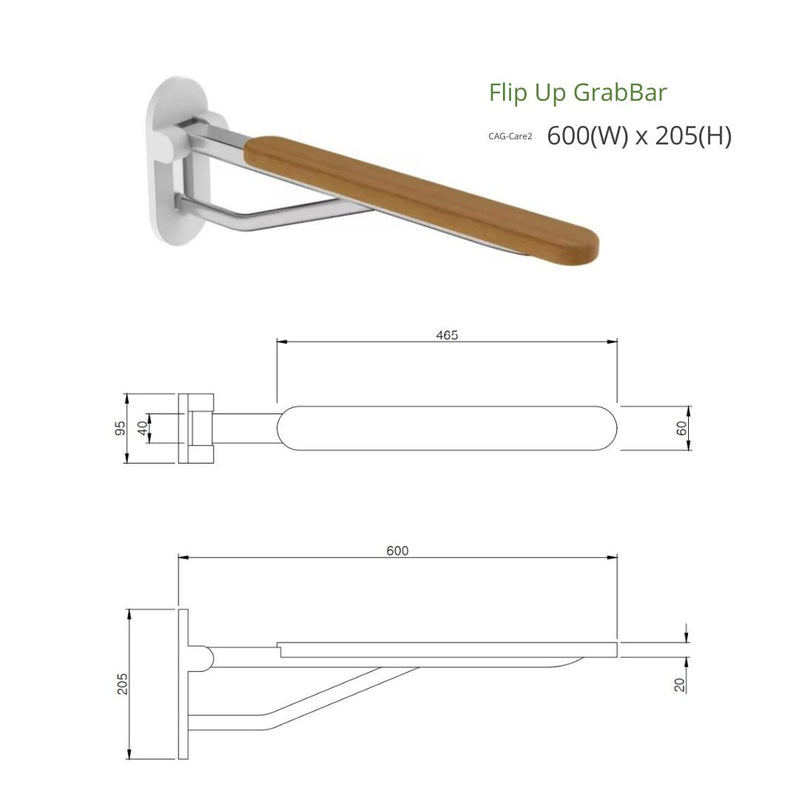 Flip up grab bar (Wood) | Cebien