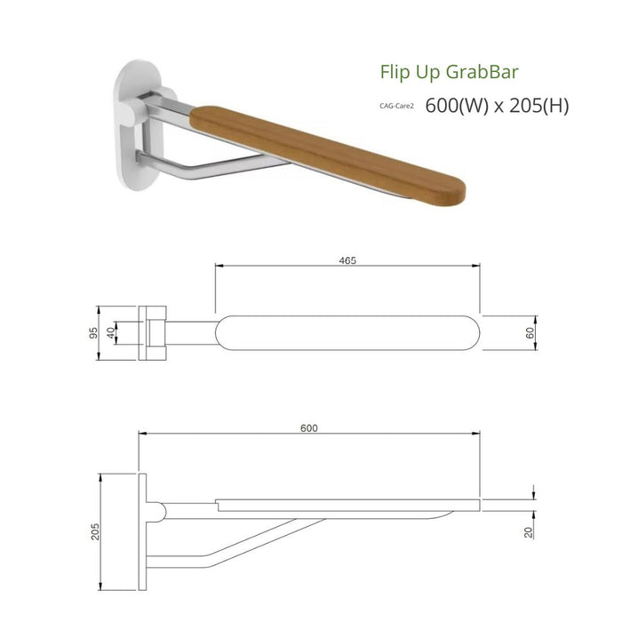 Flip up grab bar (Wood) | Cebien