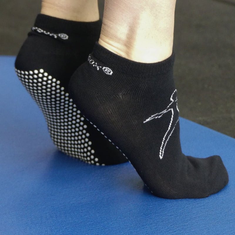 Anti Slip Safety Anklet Socks Short Black | Gripsox