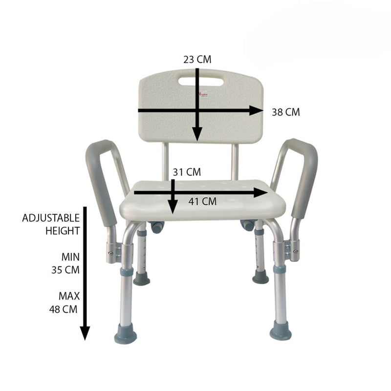Aluminium Shower Chair with Backrest & Armrest