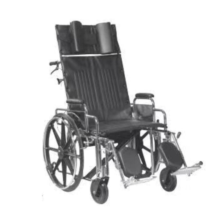 Heavy Duty Obese Chrome Reclining Wheelchair - 22"