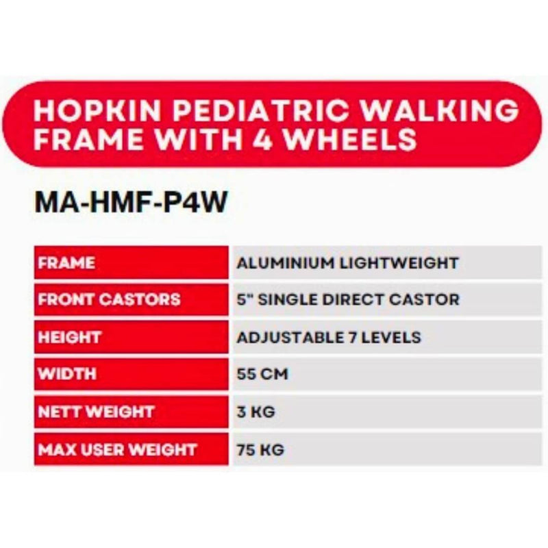 Pediatric Walking Frame With 4 Wheels | Hopkin