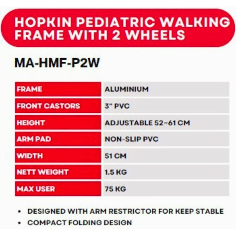Pediatric Walking Frame With 2 Wheels | Hopkin