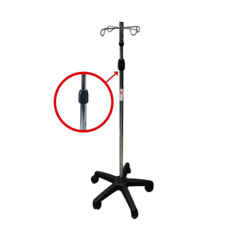 Adjustable Height Mobile IV Drip Stand (Plastic-Base)