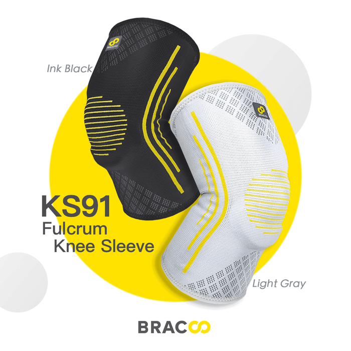 Knee Fulcrum Sleeve Breathable with Ergonomic Cushion Pad (pair) KS91 | BRACOO