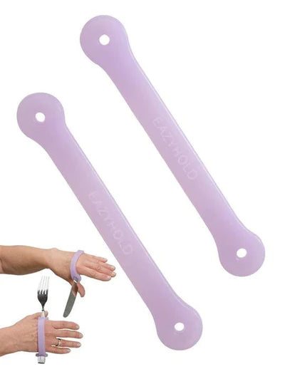 EazyHold Silicone Adaptive Aid for Individuals with Limited Hand Mobility, Cerebral Palsy, Stroke. (Lavender Two Pack 5 1/2")