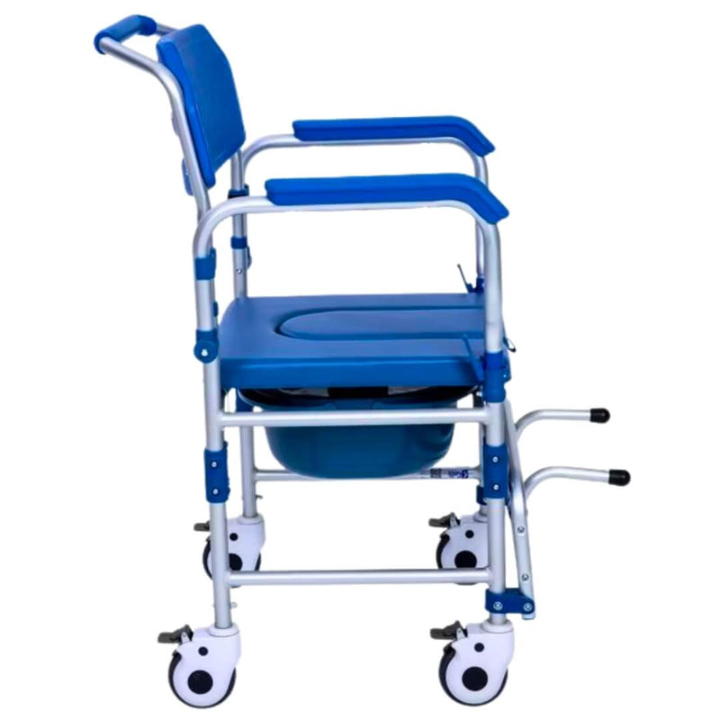 Mobile Aluminium Shower & Commode With Swingback Armrest and Footrest