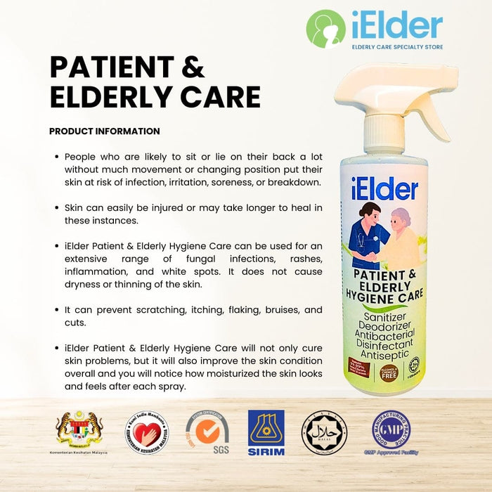 PATIENT & ELDERLY HYGIENE CARE | Sanitizer Deodorizer Antibacterial Disinfectant Antiseptic | iElder