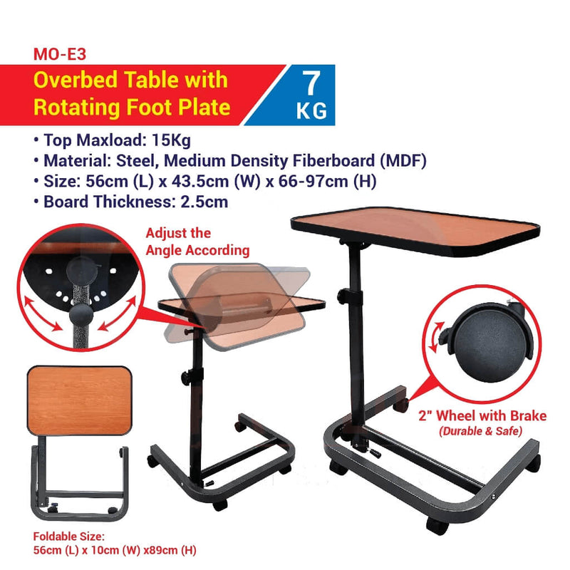Overbed Table with Wheels (MO-E3)