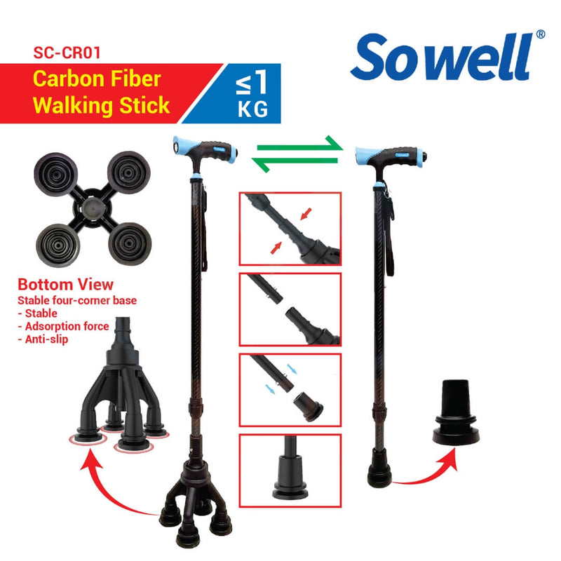 Sowell Carbon Fiber / Aluminium Walking Stick (SC-CR01/SC-CR02)