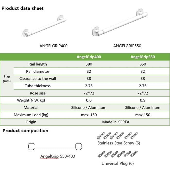 Safety Grab Bars AngelGrip Silicone 550/400 | CEBIEN