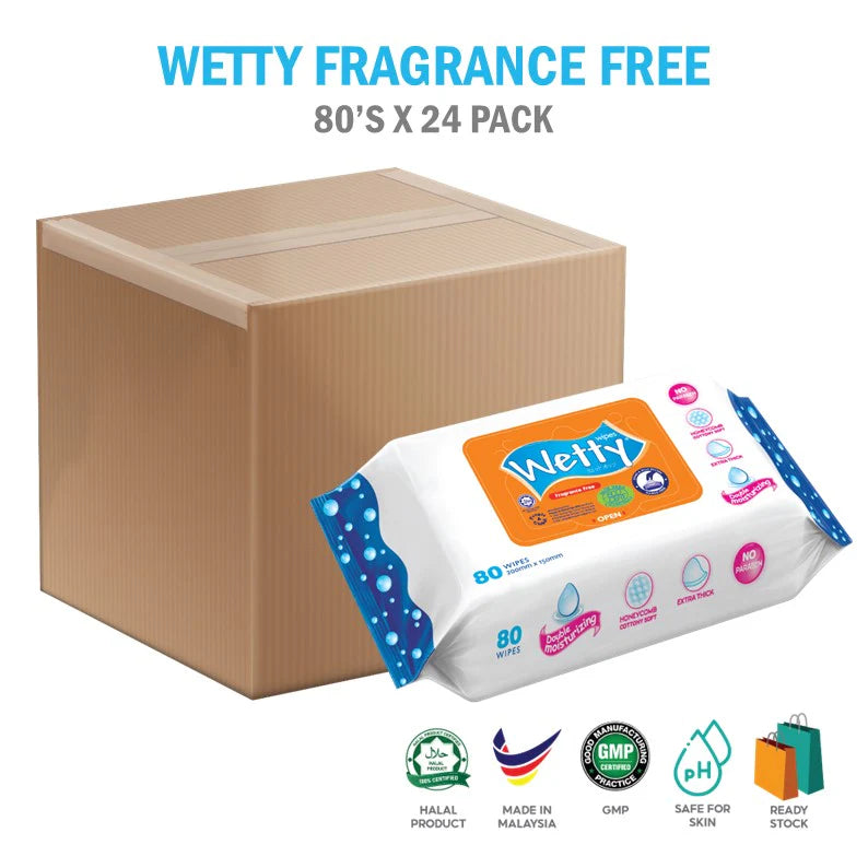 Wetty Wet Tissue Fragrance Free (24 packs/ carton)