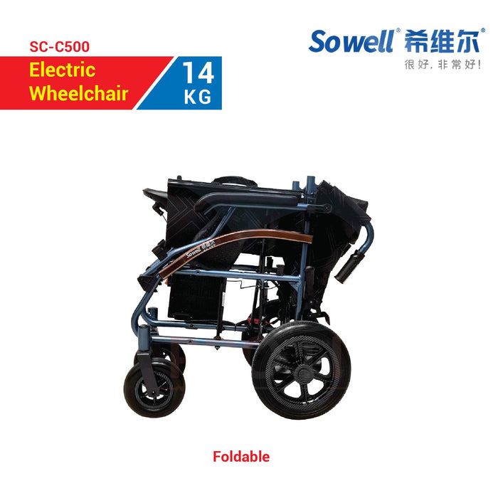 Ultra Lightweight Travel Electric Wheelchair (SC-C500) with Nursing Rear Controller & User Joystick Controller | SOWELL