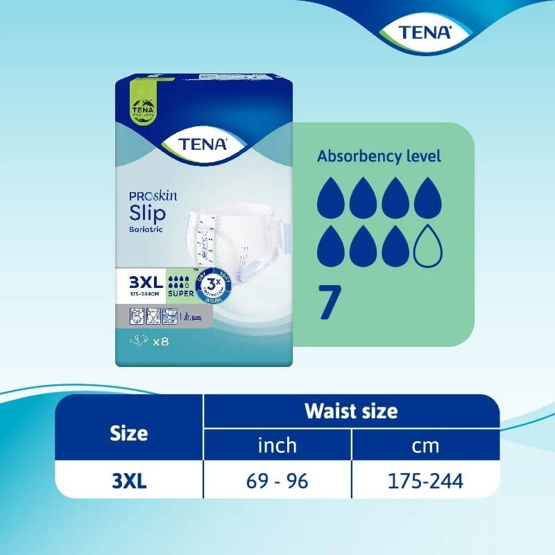 ProSkin Slip Bariatric Super 3XL Adult Diapers (4 bags x 8 pieces) | TENA