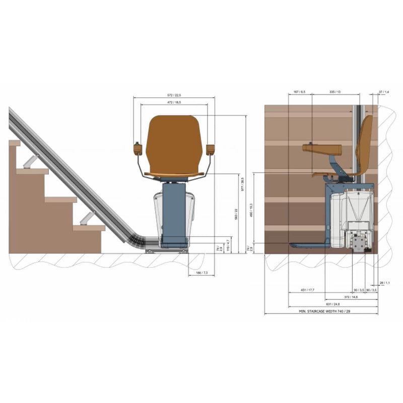 Stair lift with curves | UP Stairlift