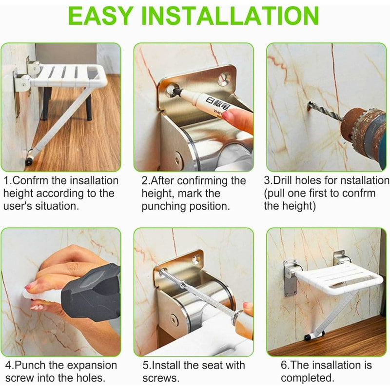 Wall-Mounted Foldable Shower Stool / Seat