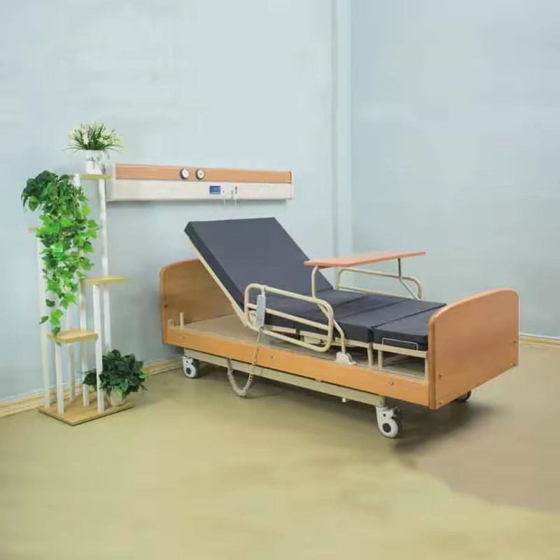 Electric Wooden 5 Function Rotation Home Care Bed with mattress