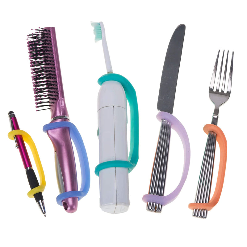 EazyHold 硅胶自适应辅助器具，适用于手部活动受限、脑瘫、中风的人士（青少年至成人 5 件装）