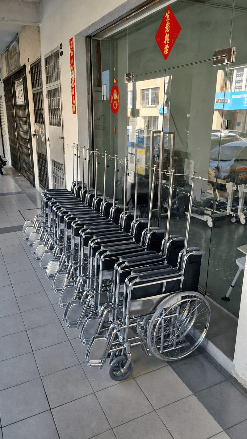 Chrome Plated Wheelchair with Elevated Footrest
