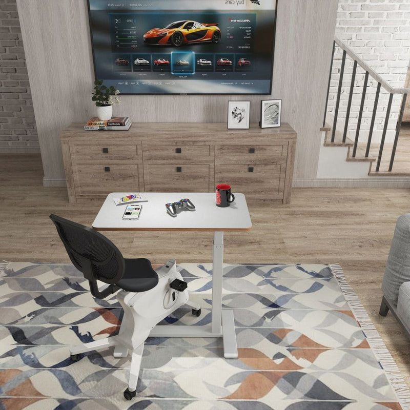 Mobile Electric Height-Adjustable Overbed Table, white | iElder