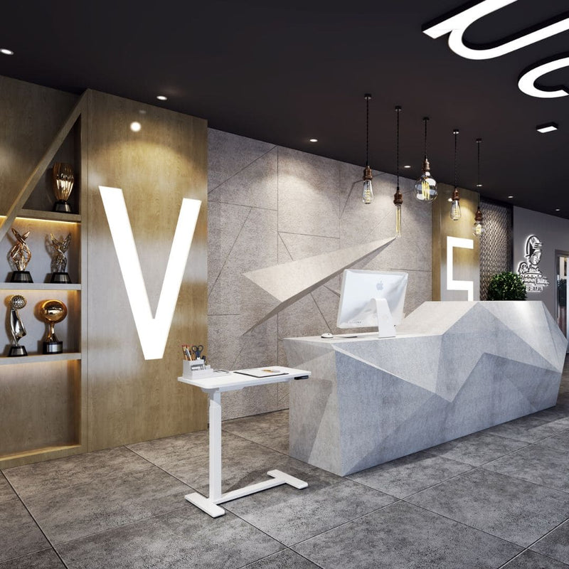 Mobile Electric Height-Adjustable Overbed Table, white | iElder