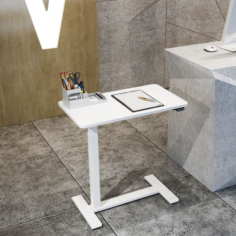 Mobile Electric Height-Adjustable Overbed Table, white | iElder