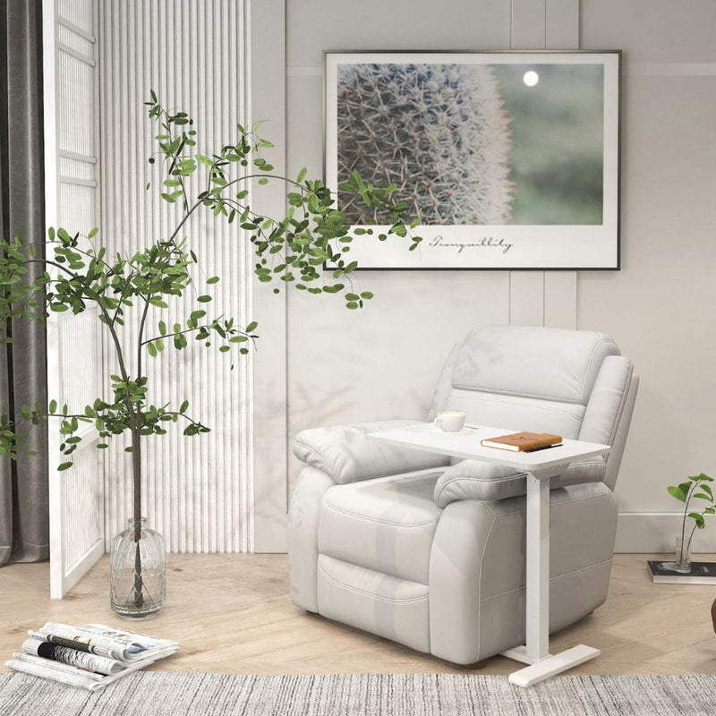 Mobile Electric Height-Adjustable Overbed Table, white | iElder