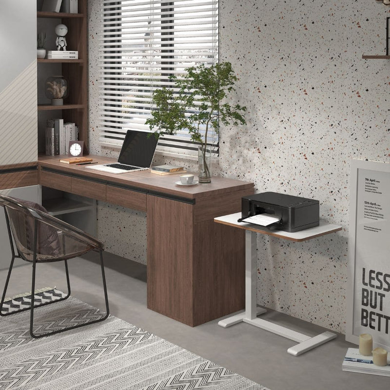 Mobile Electric Height-Adjustable Overbed Table, white | iElder